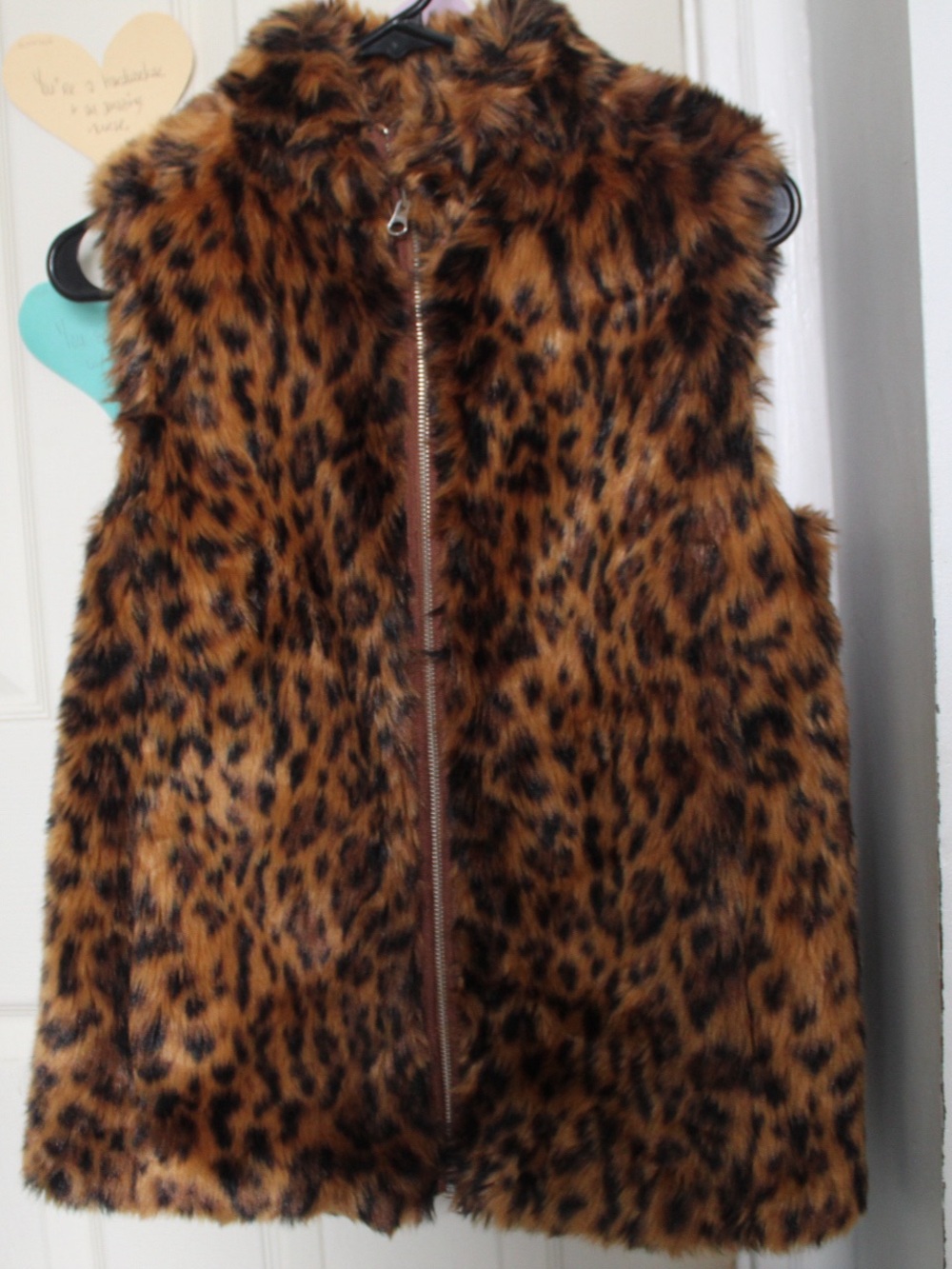 J. Crew Faux Fur Leopard Print Teddy Vest in Brown and Black